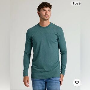 True Classic Men's Long Sleeve Classic Crew Neck T-Shirt Heather Seafarer XXL